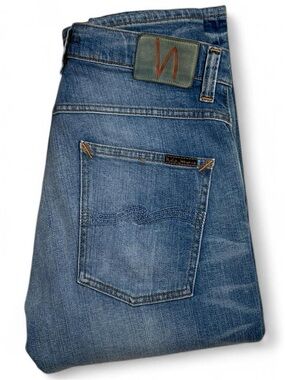 Nudie Jeans Co Grim Tim in Faded Ash Blue Jeans Mens Size W31 L32 Y2K Streetwear